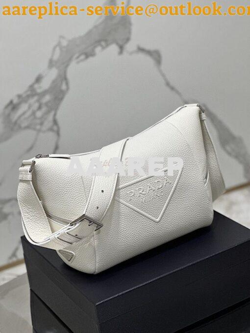 Replica Prada Leather bag with shoulder strap 2VH165 White 2