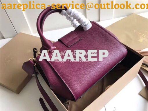 Replica  Burberry The Small/Medium Buckle Tote in dark plum Grainy Lea 7