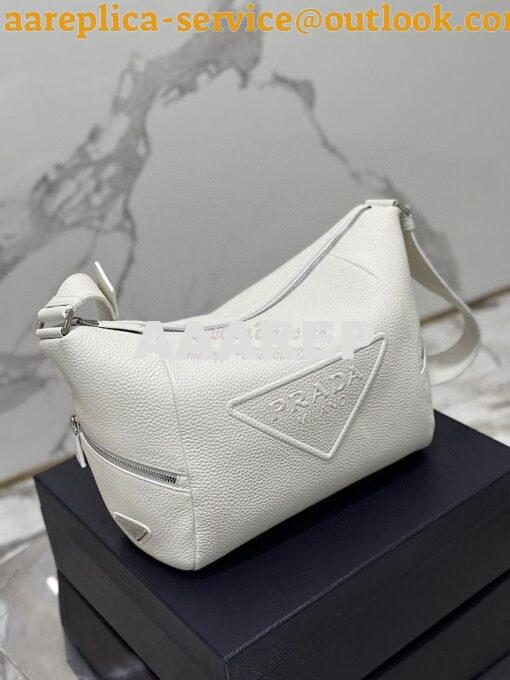 Replica Prada Leather bag with shoulder strap 2VH165 White 3