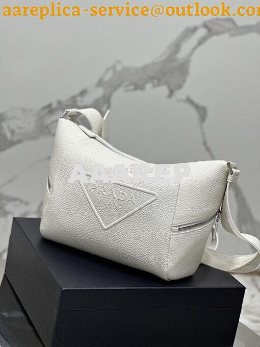 Replica Prada Leather bag with shoulder strap 2VH165 White 4