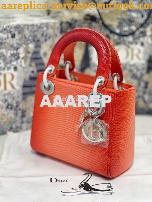 Replica Dior Lizard Leather Mini Lady Dior Bag in Gradient Melon 2