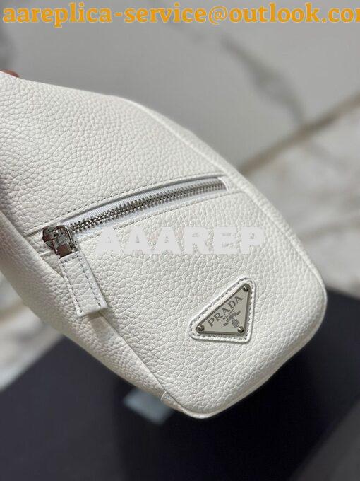 Replica Prada Leather bag with shoulder strap 2VH165 White 5