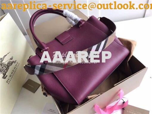 Replica  Burberry The Small/Medium Buckle Tote in dark plum Grainy Lea 11