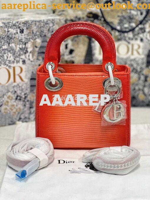 Replica Dior Lizard Leather Mini Lady Dior Bag in Gradient Melon 5