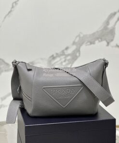 Replica Prada Leather bag with shoulder strap 2VH165 Maple Grey