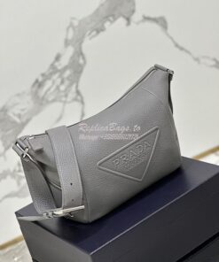 Replica Prada Leather bag with shoulder strap 2VH165 Maple Grey 2