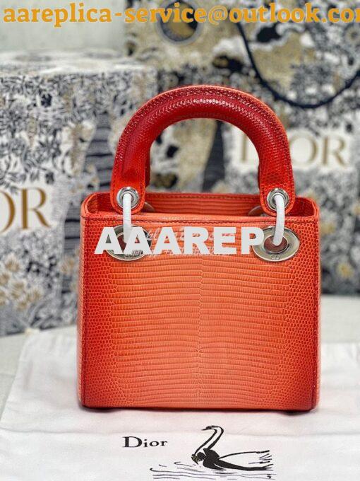 Replica Dior Lizard Leather Mini Lady Dior Bag in Gradient Melon 6