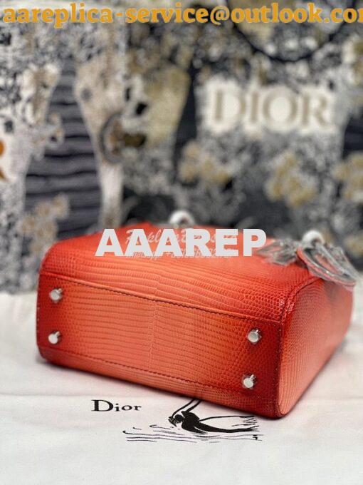 Replica Dior Lizard Leather Mini Lady Dior Bag in Gradient Melon 8