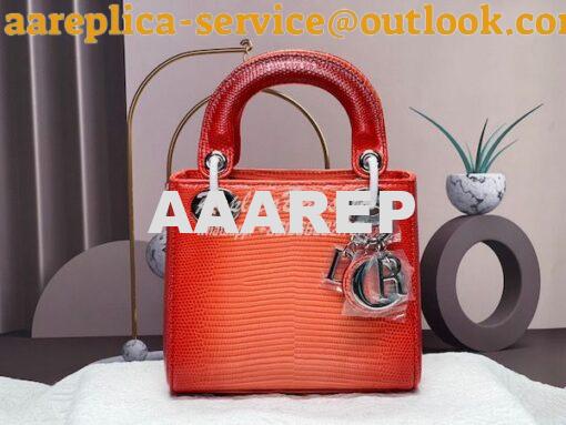 Replica Dior Lizard Leather Mini Lady Dior Bag in Gradient Melon 10