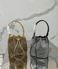 Replica Prada Satin mini-bag with crystals 1BE067 Platinum