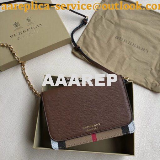 Replica Burberry Leather and House Check Wallet with Detachable Strap