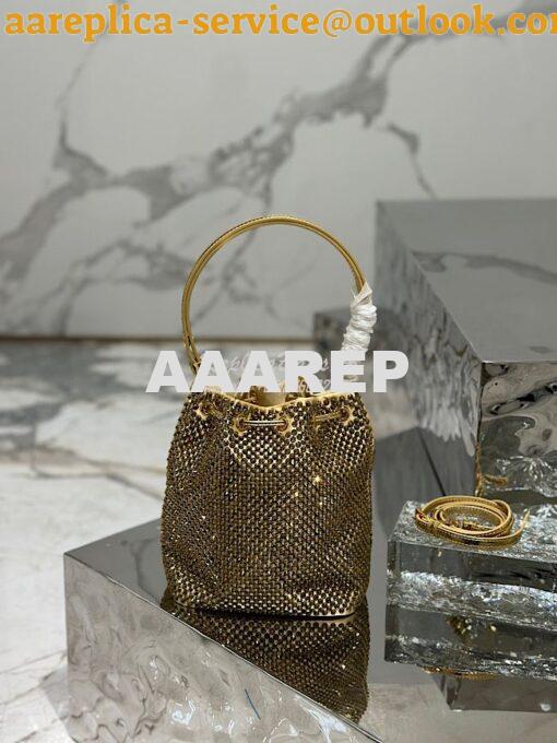 Replica Prada Satin mini-bag with crystals 1BE067 Platinum 13