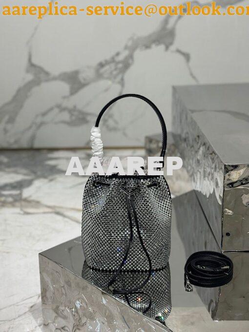 Replica Prada Satin mini-bag with crystals 1BE067 Black