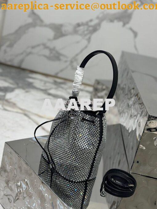 Replica Prada Satin mini-bag with crystals 1BE067 Black 6