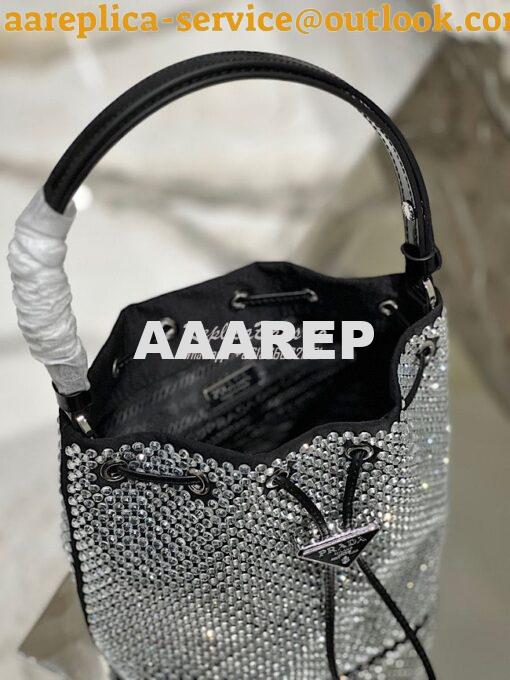 Replica Prada Satin mini-bag with crystals 1BE067 Black 8