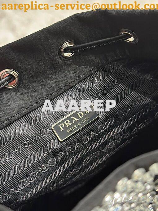 Replica Prada Satin mini-bag with crystals 1BE067 Black 9