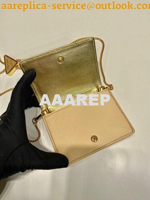 Replica Prada Cardholder with shoulder strap and crystals 1MR024 Plati 7