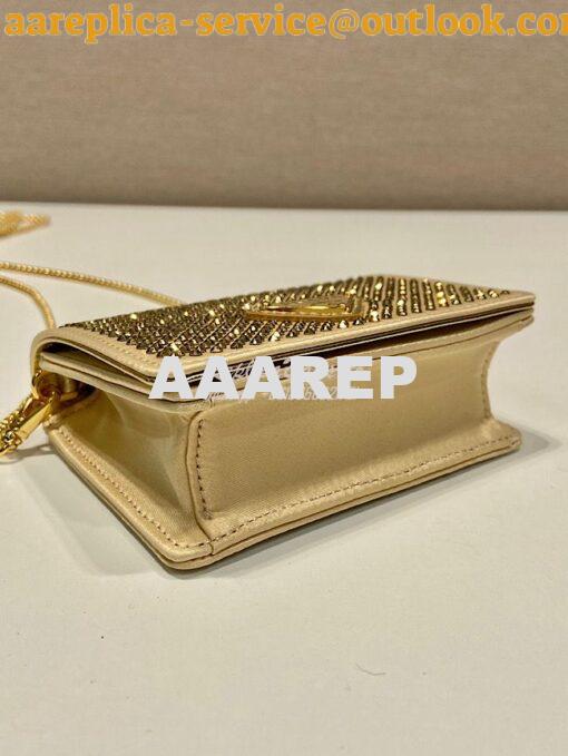 Replica Prada Cardholder with shoulder strap and crystals 1MR024 Plati 8