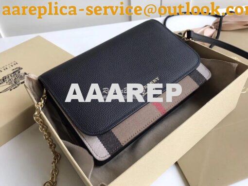 Replica Burberry Leather and House Check Wallet with Detachable Strap 2