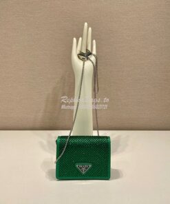 Replica Prada Cardholder with shoulder strap and crystals 1MR024 Mango