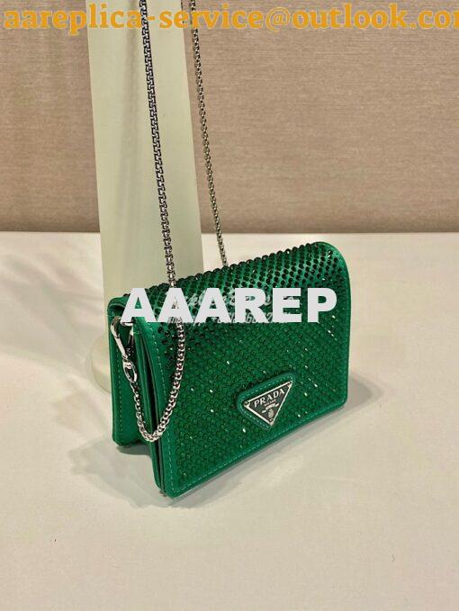 Replica Prada Cardholder with shoulder strap and crystals 1MR024 Mango 2