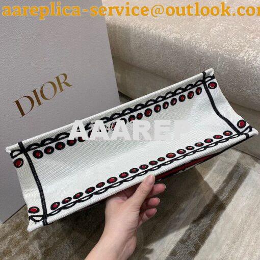 Replica Dior Book Tote bag in Latte Multicolor Cupidon Embroidery 13