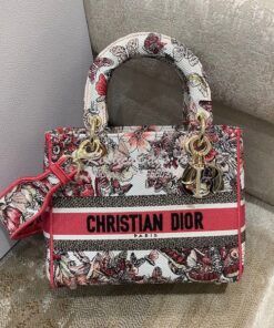 Replica Dior Medium Lady D-Lite Bag Multicolor Butterfly Embroidery M0