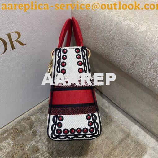 Replica Dior Medium Lady D-Lite Bag Latte Multicolor Cupidon Embroider 5