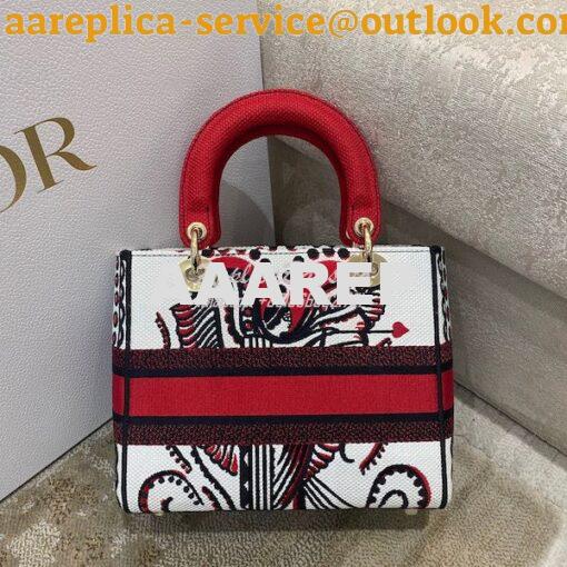 Replica Dior Medium Lady D-Lite Bag Latte Multicolor Cupidon Embroider 6