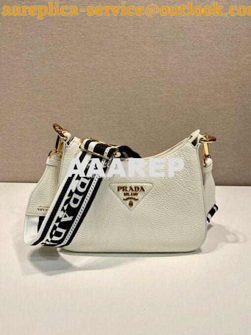 Replica Prada Leather shoulder bag 1BH193 White