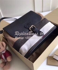 Replica Burberry Grainy Canvas Check Small Gowan and Fabric CrossBody