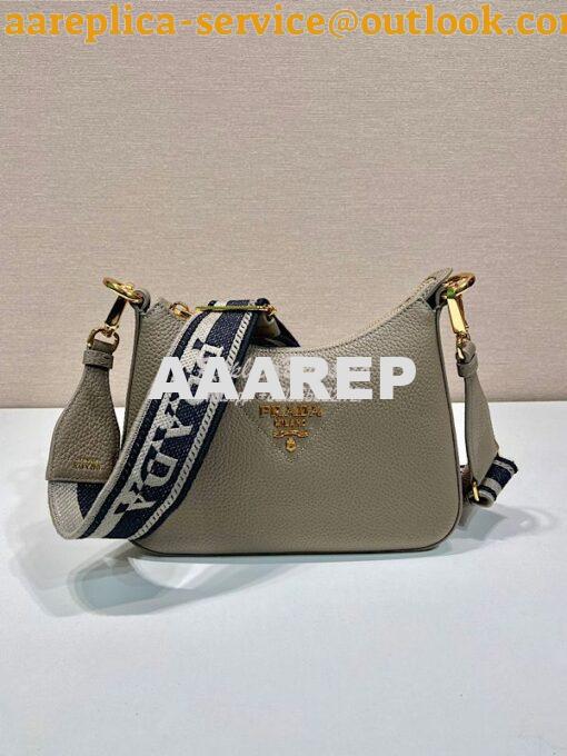 Replica Prada Leather shoulder bag 1BH193 Clay Grey