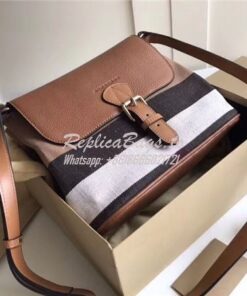 Replica Burberry Grainy Canvas Check Small Gowan and Fabric CrossBody