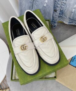 Replica Gucci Aria Loafer With Double G 670399 White Chevron Matelasse 2