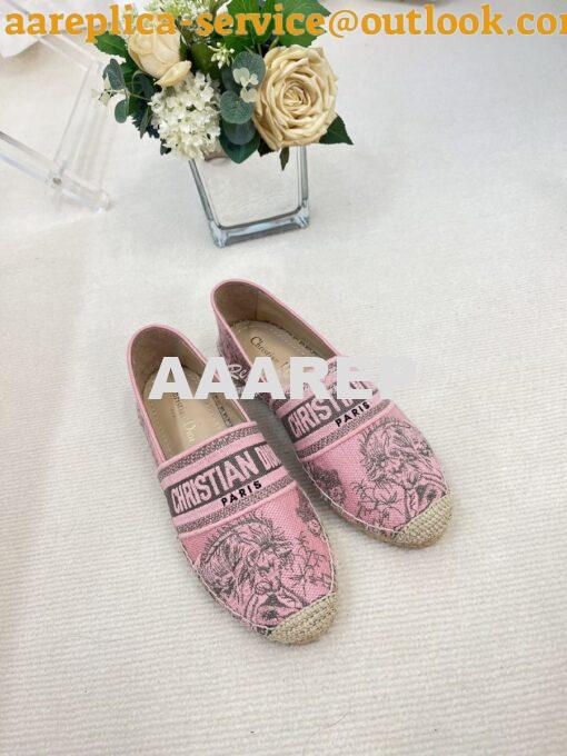 Replica Dior Granville Espadrille Rose Toile de Jouy Embroidered