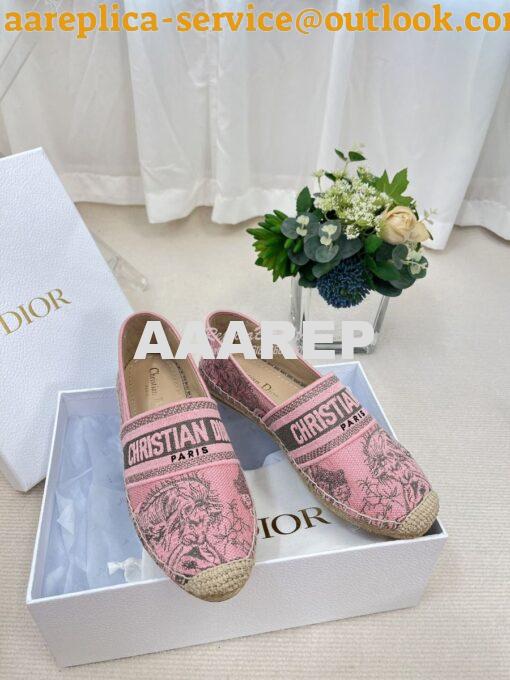 Replica Dior Granville Espadrille Rose Toile de Jouy Embroidered 2