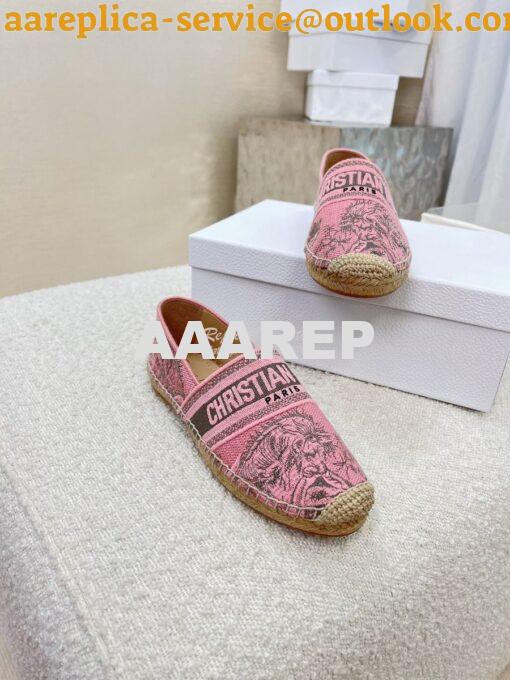 Replica Dior Granville Espadrille Rose Toile de Jouy Embroidered 6