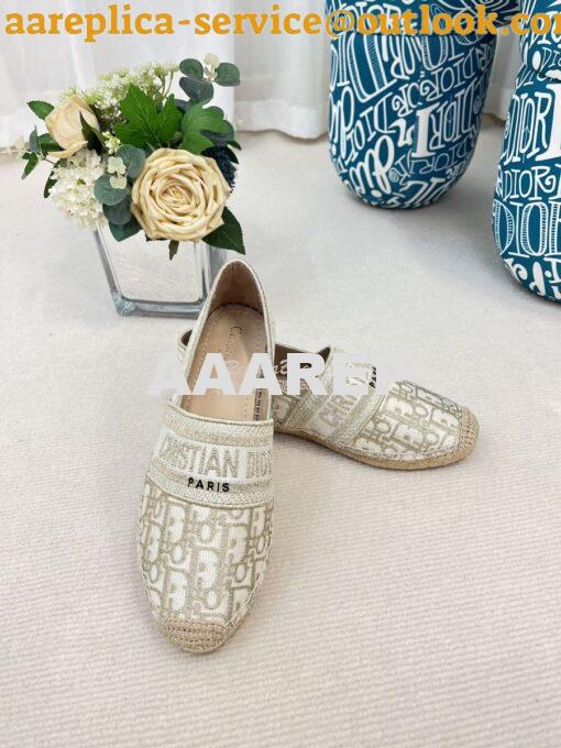 Replica Dior Granville Espadrille Gold Oblique Embroidered