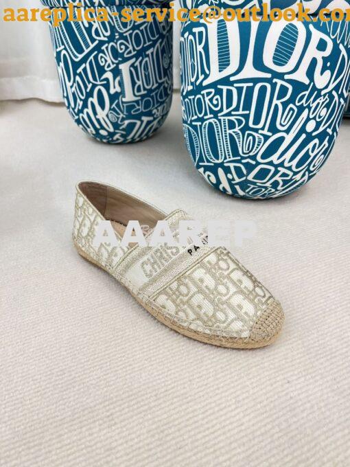 Replica Dior Granville Espadrille Gold Oblique Embroidered 4