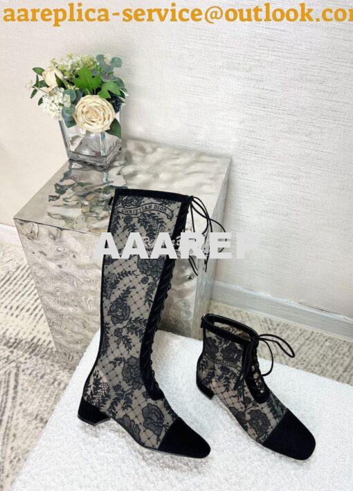 Replica Dior Naughtily-D Heeled Boots Transparent Mesh and Suede Calfs 2