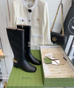 Replica Gucci Chain Soho Knee High Boot With Double G 360565 Black