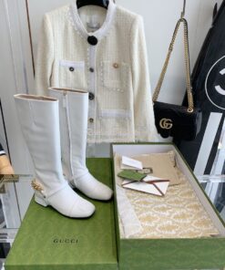 Replica Gucci Chain Soho Knee High Boot With Double G 360565 White