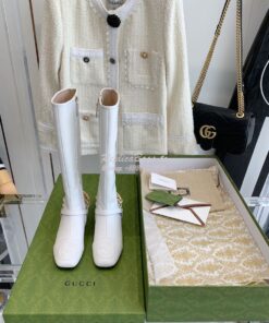 Replica Gucci Chain Soho Knee High Boot With Double G 360565 White 2