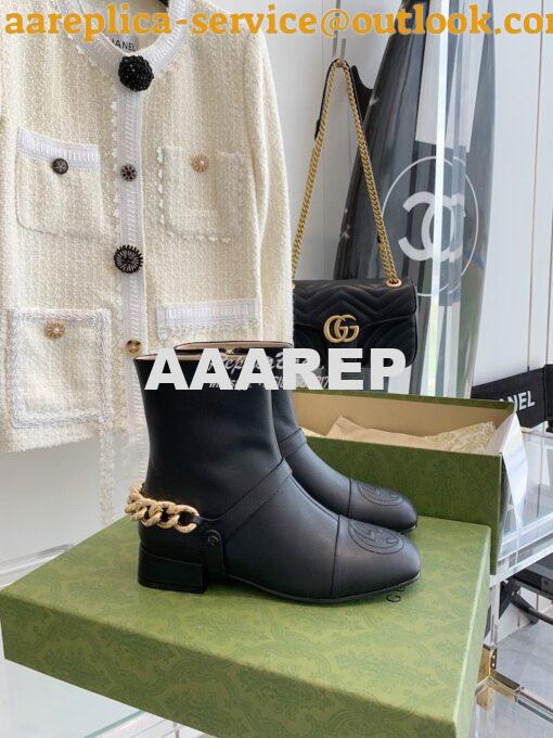 Replica Gucci Chain Soho Ankle Boot With Double G 360565 Black