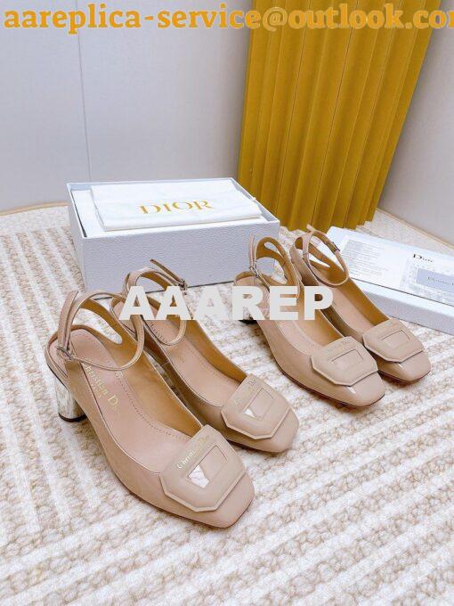 Replica Dior Day Slingback Pump Patent Calfskin KDB828 Nude