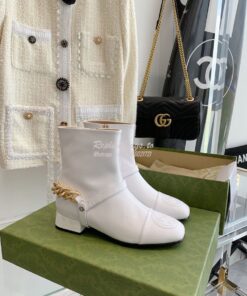 Replica Gucci Chain Soho Ankle Boot With Double G 360565 White