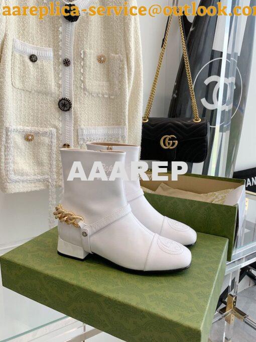 Replica Gucci Chain Soho Ankle Boot With Double G 360565 White