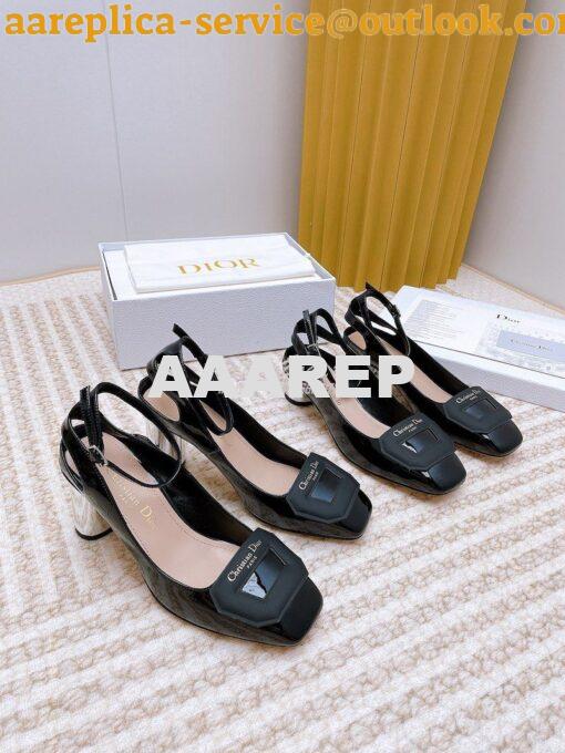 Replica Dior Day Slingback Pump Patent Calfskin KDB828 Black