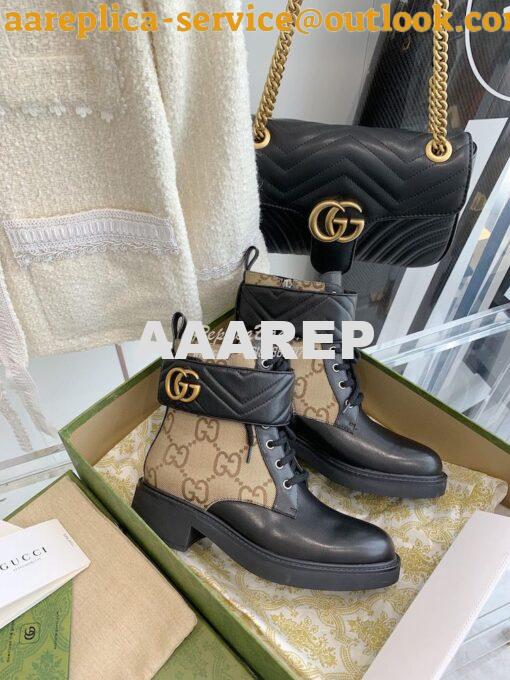 Replica Gucci Women's Ankle Boot With Double G 678984 Beige Black