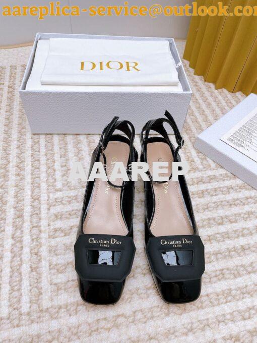 Replica Dior Day Slingback Pump Patent Calfskin KDB828 Black 2